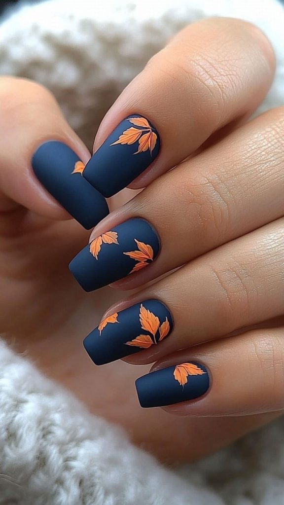 blue fall nails