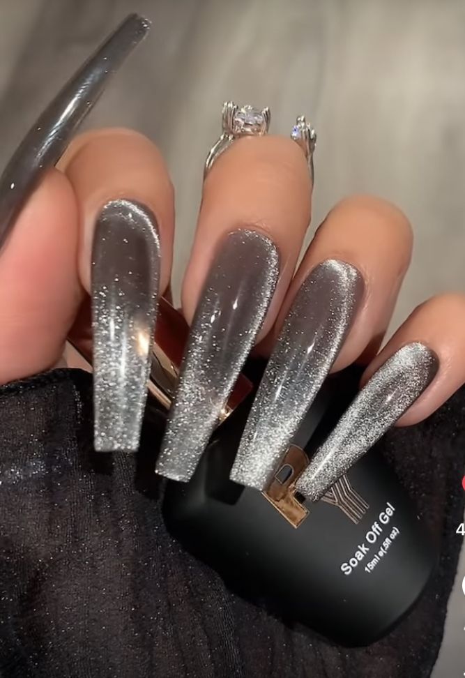 Silver Mirror Shine Cat Eye Nails